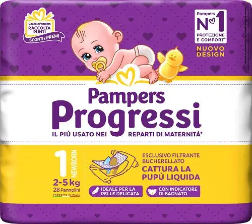 Pampers progressi newborn pannolino 1 2-5kg 28 pezzi
