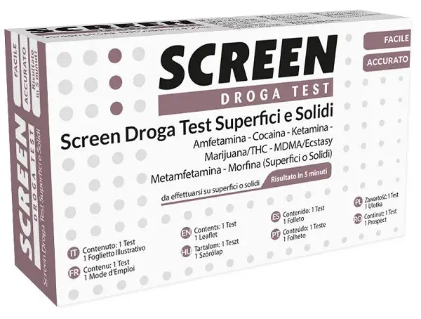 Screen droga test 7 droghe su superfici solidi o polveri