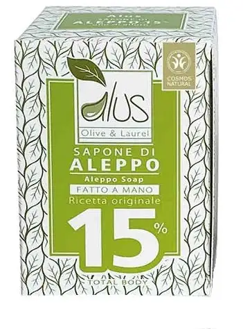Alus olice & laurel sapone di aleppo fatto a mano 15% 200 g