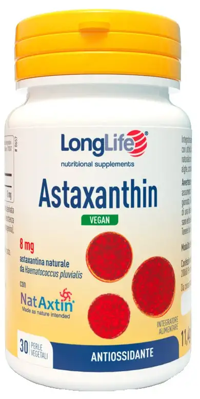 Longlife astaxanthin vegan 8 mg 30 perle vegetali senza glutine