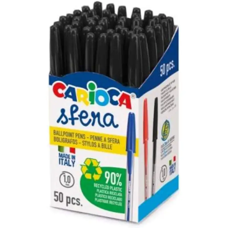 Carioca 50 penne a sfera nero intenso per scuola e ufficio