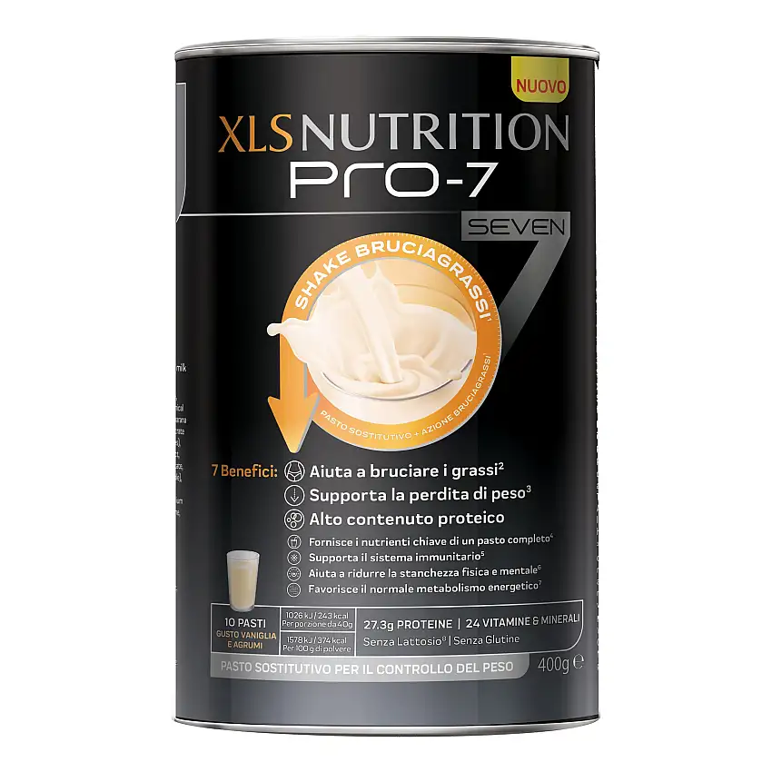 XLS NUTRITION PRO 7 SHAKE BRUCIAGRASSI 400 GRAMMI