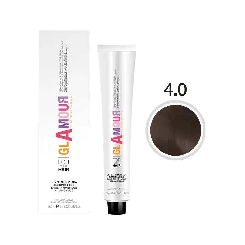 Glamour Ammonia free hair color cream - crema colorante per capelli n. 4.0 castano