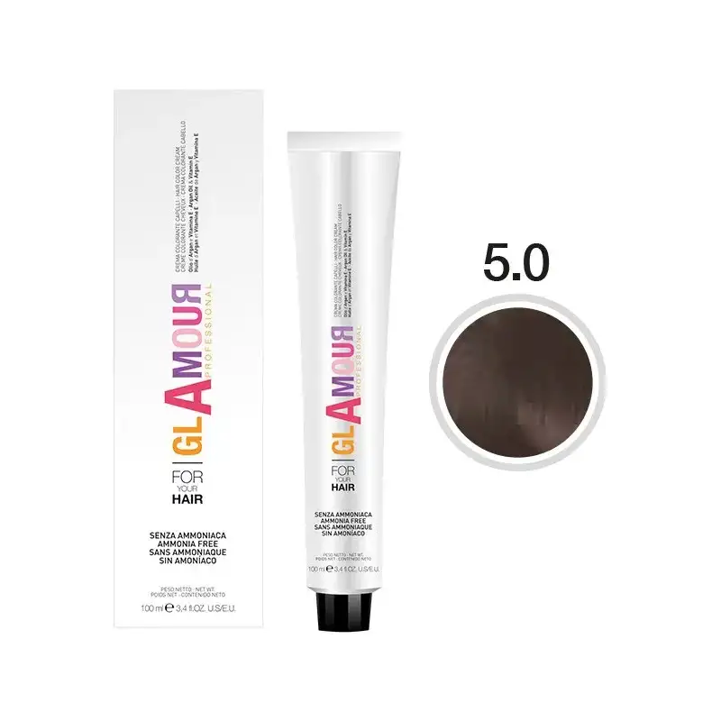 Glamour Ammonia free hair color cream - crema colorante per capelli n. 5.0 castano chiaro