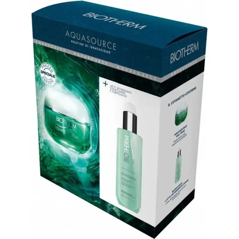 Biotherm aquasource pelle normale e mista - crema gel idratante 50 ml + latte detergente 200 ml