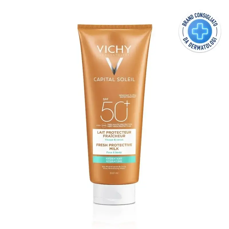 Vichy crema solare 50+ spf latte idratante fresco capital soleil protezione molto alta 300 ml