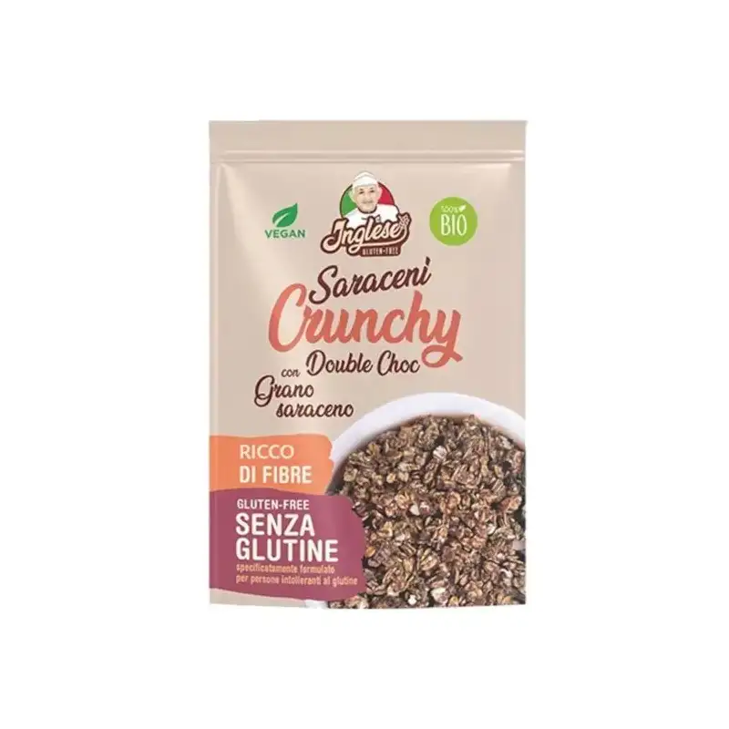 Inglese Crunchy double choc - muesli croccanti al doppio cioccolato senza glutine, biologici e vegani 250 gr
