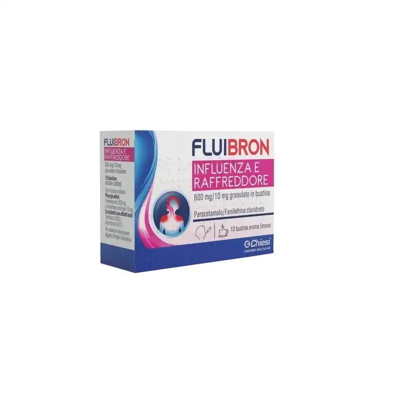 Fluibron influenza e raffreddore 600 mg/10 mg - 10 bustine aroma limone