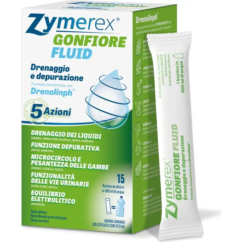 Zymerex gonfiore fluid 15 bustine - integratore drenante