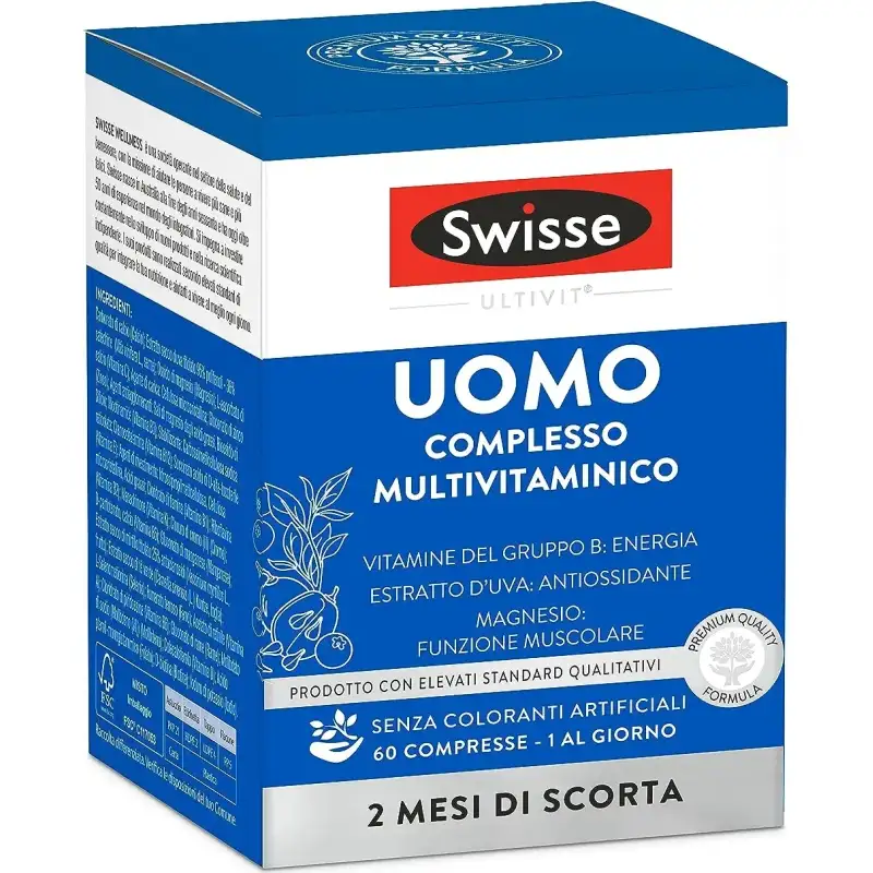 Swisse multivitaminico uomo 60 compresse - integratore di vitamine e minerali