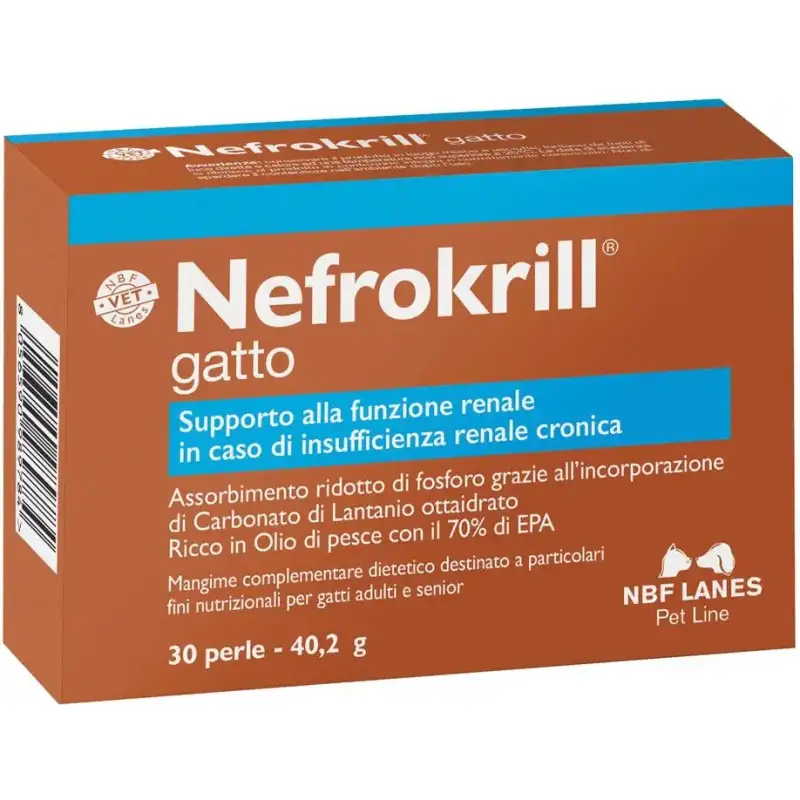 Nbf lanes Nefrokrill gatto 30 perle - mangime complementare per gatti