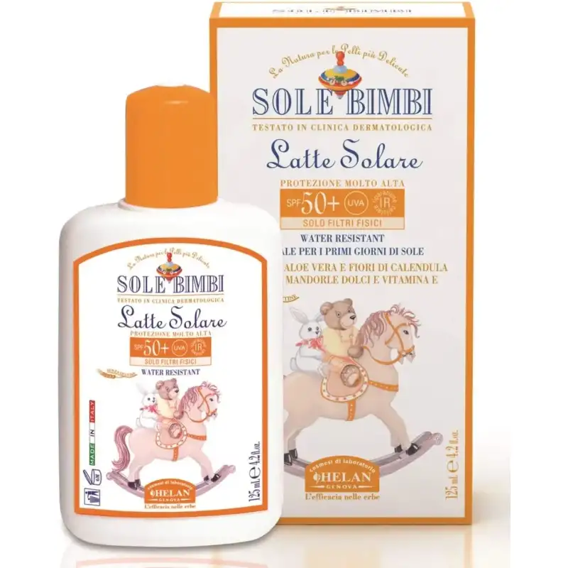 Helan Crema solare bambini 50+ spf latte sole bimbi protezione molto alta 125 ml