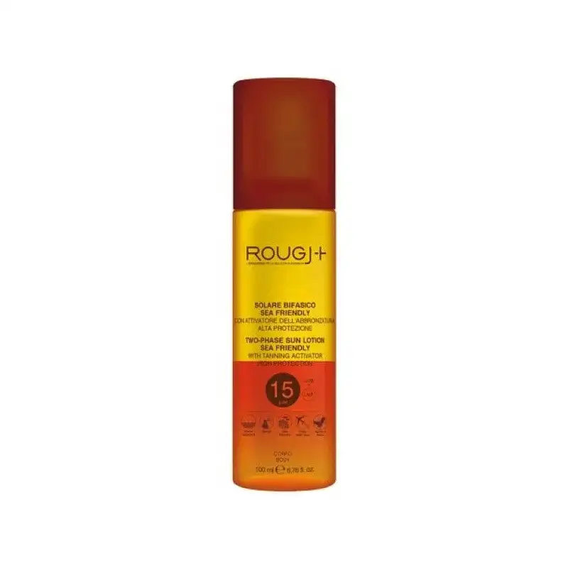 Rougj crema solare 15 spf spray acceleratore d'abbronzatura protezione media 100 ml