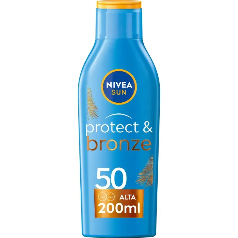 Nivea crema solare 50 spf latte corpo sun protect & bronze protezione alta 200 ml
