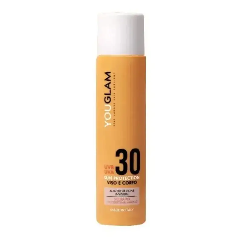 Youglam Crema solare 30 spf fluido viso e corpo sun protection protezione alta 100 ml